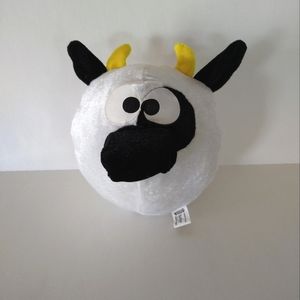 Six Flags Round Cow Black and White 6" Plush